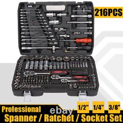Socket Set Ratchet Professional 216 Pcs 1/2 1/4 3/8 Tool Kit Toolbox Spanners