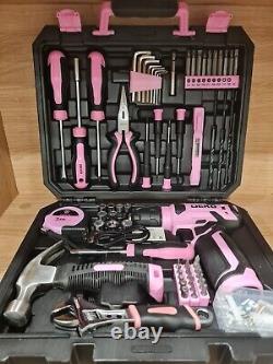 Tool Kit DEKO Set Box with 8V Cordless Drill, Pink Hand Kit DIY